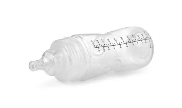Leere Futterflasche Für Säuglingsnahrung Isoliert Auf Weiß — Stockfoto
