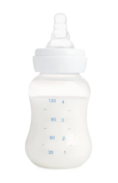 Butelka Mleczną Formułą Dla Niemowląt Białym Tle — Zdjęcie stockowe