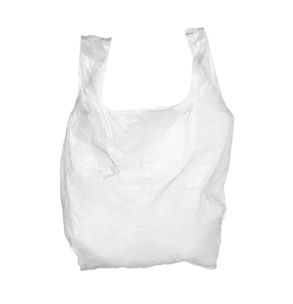 Μία Άδεια Πλαστική Σακούλα Απομονωμένη Λευκό Χρώμα — Φωτογραφία Αρχείου
