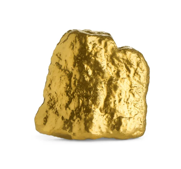 One Beautiful Gold Nugget White Background — Stock Photo, Image