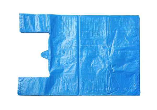 Montón Bolsas Plástico Azul Claro Aisladas Blanco Vista Superior — Foto de Stock