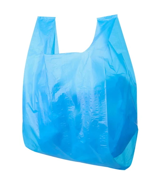 Ένα Γαλάζιο Πλαστικό Σακουλάκι Απομονωμένο Λευκό — Φωτογραφία Αρχείου