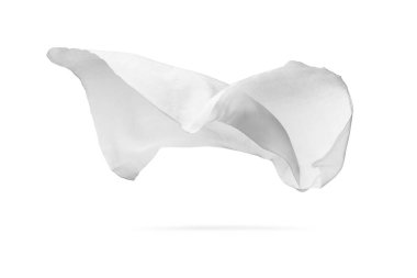 Beyaz arka planda uçan güzel tül kumaş