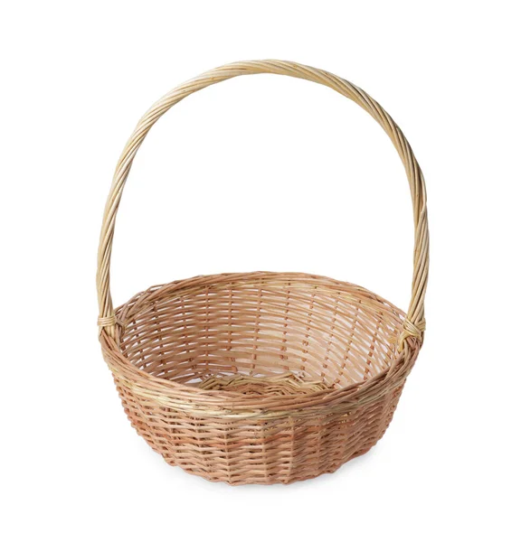 New Easter Wicker Basket Isolated White — Zdjęcie stockowe