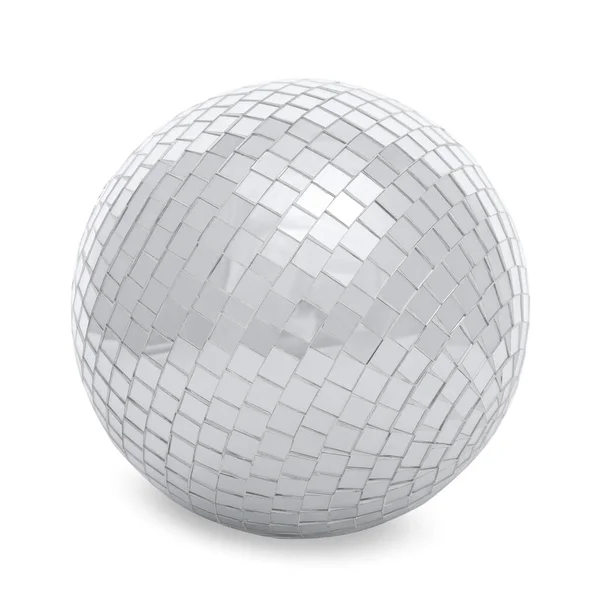 Uma Bola Discoteca Brilhante Fundo Branco — Fotografia de Stock