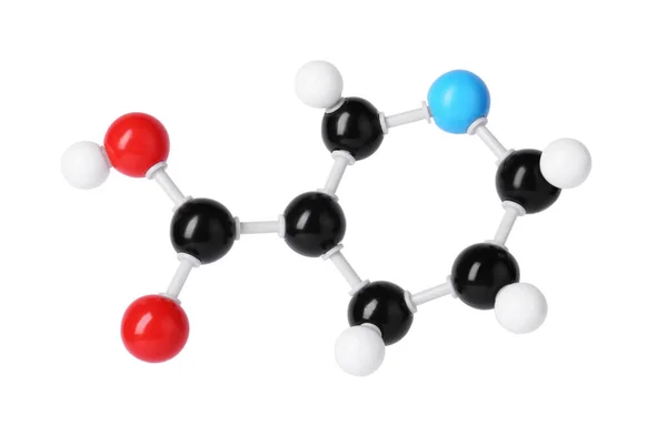 Fehérre Izolált Vitamin Molekula Kémiai Modell — Stock Fotó