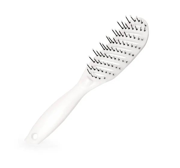 Beyaz Üzerine Izole Edilmiş Yeni Bir Plastik Saç Fırçası — Stok fotoğraf