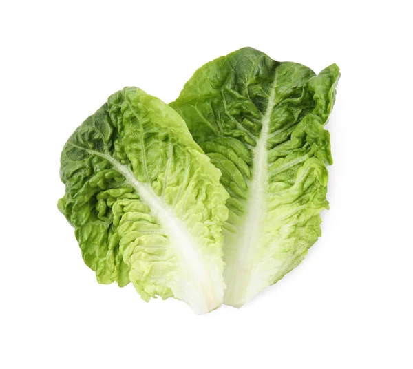 Fresh Leaves Green Romaine Lettuce Isolated White Top View — Stock Photo, Image