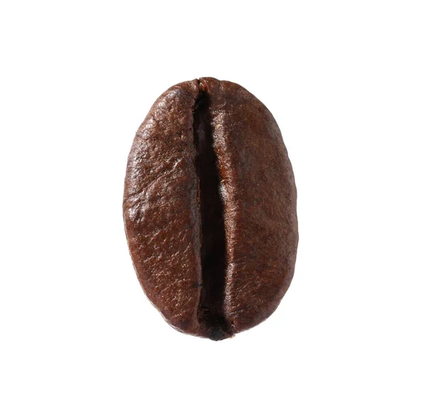 Eén Aromatische Koffieboon Geïsoleerd Wit — Stockfoto