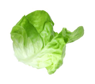 Beyaz üzerine izole edilmiş taze yeşil marul yaprağı.