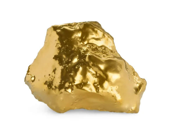 Vacker Guld Nugget Vit Bakgrund — Stockfoto