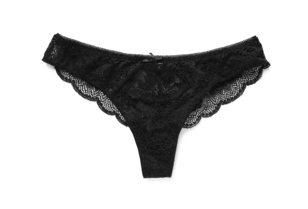 Elegantní Černé Dámské Spodní Prádlo Izolované Bílém Horní Pohled — Stock fotografie