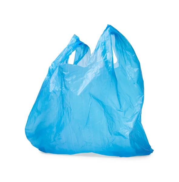 Bir Açık Mavi Plastik Çanta Beyaza Izole Edilmiş — Stok fotoğraf