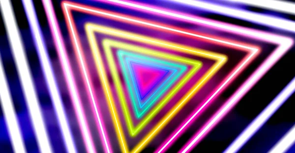 Neon geometric pattern on dark background. Banner design