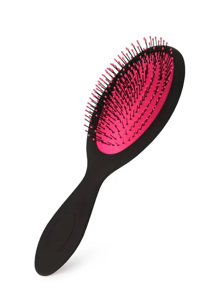 Een Nieuwe Plastic Haarborstel Geïsoleerd Wit — Stockfoto