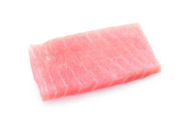 Lezzetli sashimi (taze çiğ ton balığı) beyaz üzerine izole edilmiş.