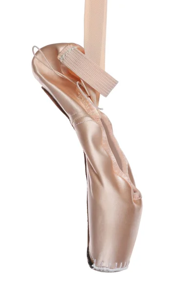 Ballet Shoe One Elegant Pointe Isolated White — Stockfoto