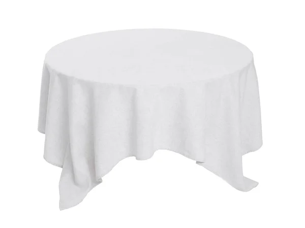 Table White Tablecloth Isolated White — Stock Photo, Image