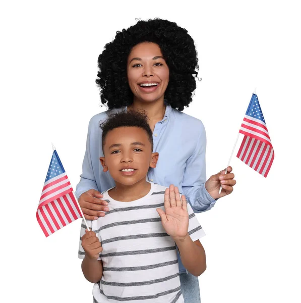 4Th July Independence Day America Happy Woman Her Son National — Stock Photo, Image