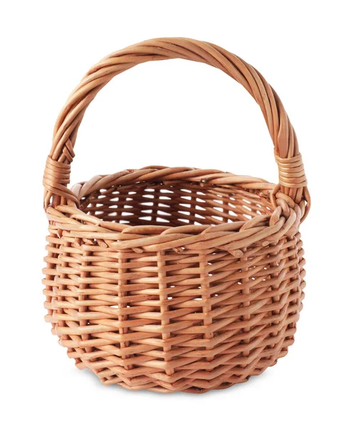 New Easter Wicker Basket Isolated White — Zdjęcie stockowe