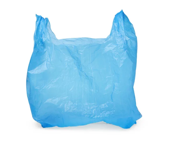 Eine Hellblaue Plastiktüte Isoliert Auf Weiß — Stockfoto