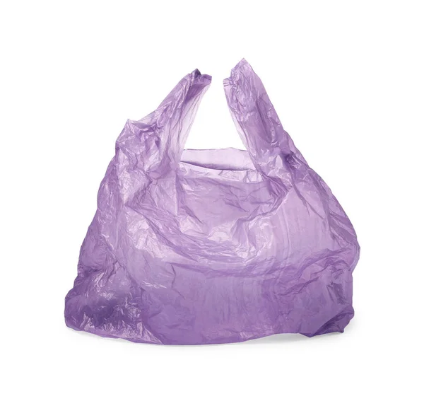 Una Bolsa Plástico Púrpura Aislada Blanco — Foto de Stock