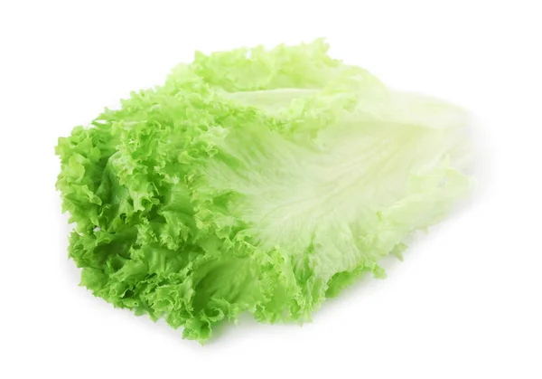 Foglie Fresche Lattuga Verde Isolate Bianco — Foto Stock