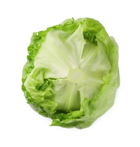 新鲜的绿色冰山生菜 顶部视图隔离 — 图库照片