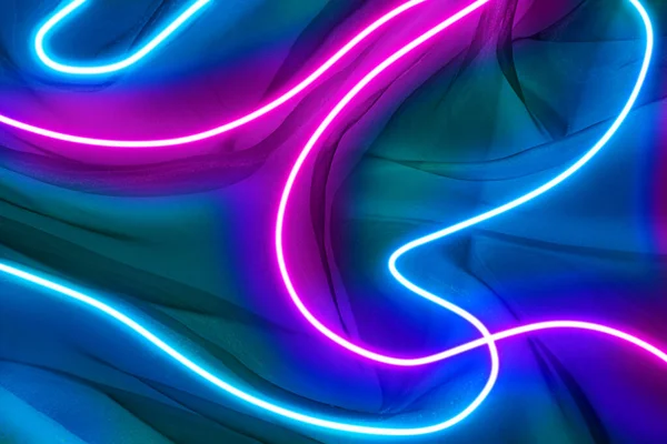 Futuristický Design Zakřivené Neonové Čáry Barevném Abstraktním Pozadí — Stock fotografie