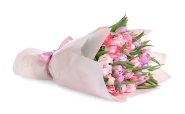 Güzel bir buket lale bembeyaz.