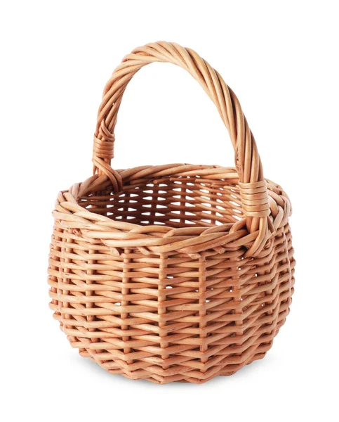 New Easter Wicker Basket Isolated White — Fotografia de Stock