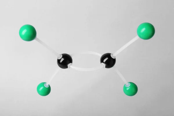 Modelo Átomo Molecular Sobre Fondo Gris Claro Estructura Química — Foto de Stock
