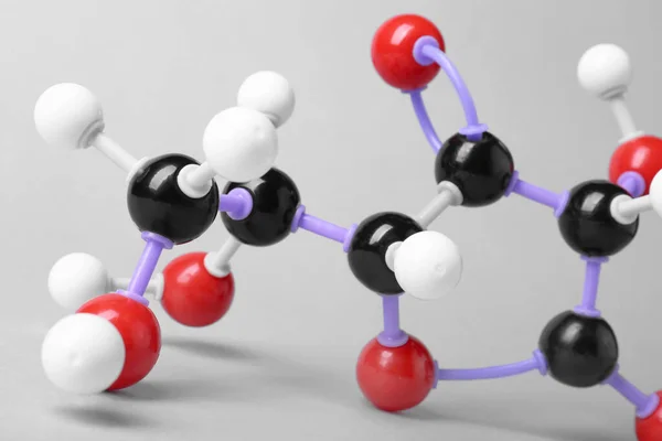 Molécula Vitamina Sobre Fundo Cinza Claro Close Modelo Químico — Fotografia de Stock
