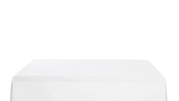 Tavolo Con Tovaglia Bianca Isolata Bianco — Foto Stock