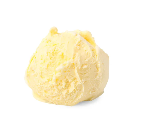 Scoop Νόστιμο Παγωτό Βανίλια Απομονώνονται Λευκό — Φωτογραφία Αρχείου