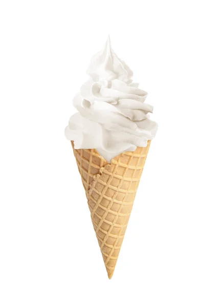 Вкусное Мороженое Вафельном Рожке Изолированном Белом Софт Порция — стоковое фото