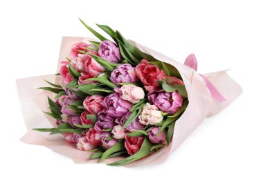 Güzel bir buket lale bembeyaz.