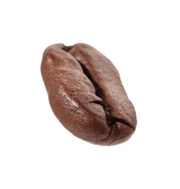 Beyaz üzerine izole edilmiş aromatik bir kahve çekirdeği.