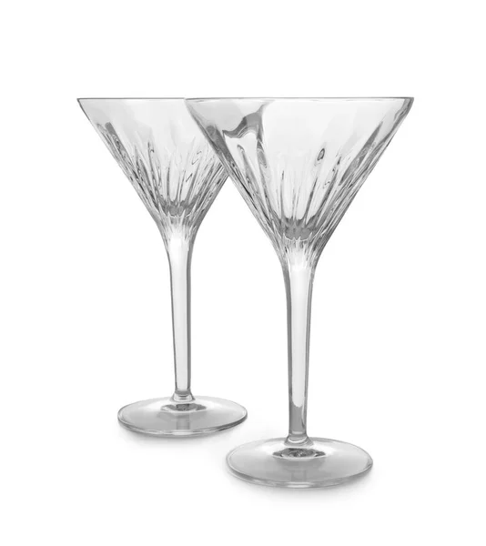 Elegantes Vasos Martini Vacíos Limpios Aislados Blanco — Foto de Stock