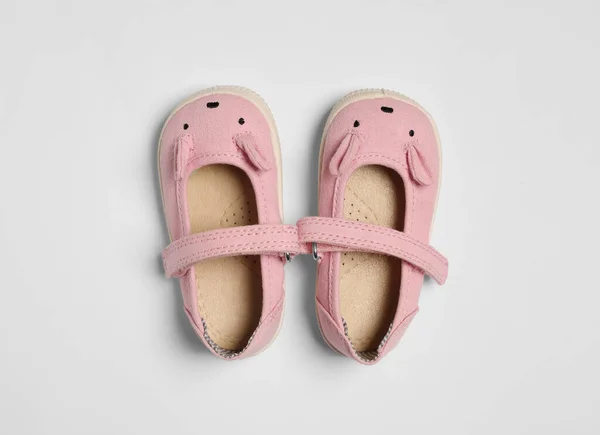 Lindos Zapatos Bebé Sobre Fondo Blanco Cama Plana — Foto de Stock