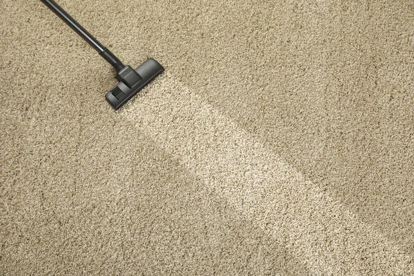 Hoovering Carpet Vacuum Cleaner View Space Text Clean Trace Dirty — Stock Photo, Image