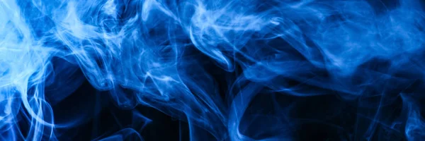 Kék Füst Fekete Háttérrel Közelkép Bannertervezés — Stock Fotó