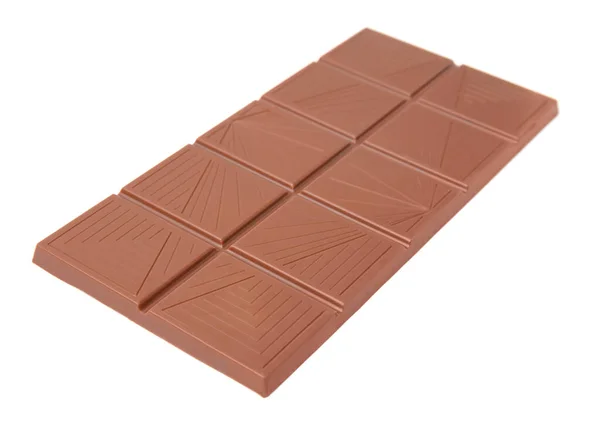 Deliciosa Barra Chocolate Com Leite Isolada Branco — Fotografia de Stock