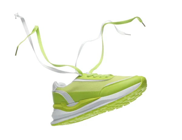 一只时髦的浅绿色运动鞋 白色隔离开 — 图库照片