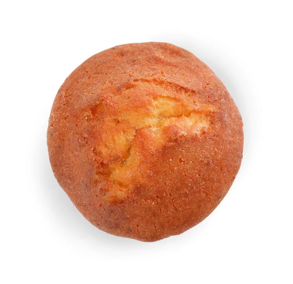 Smaklig Muffin Isolerad Vit Ovanifrån Färska Bakverk — Stockfoto
