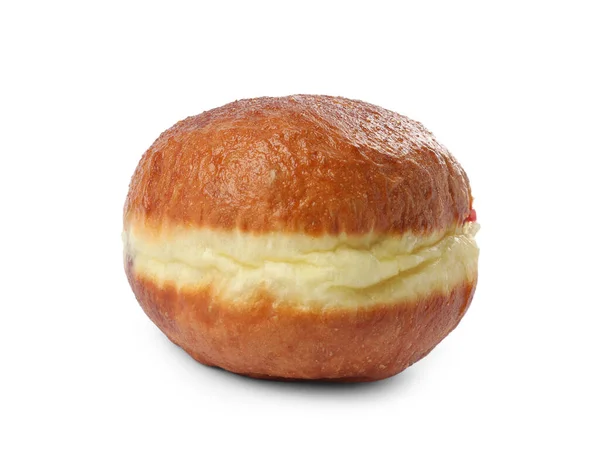 Вкусный Сладкий Пончик Изолирован Белом Свежая Выпечка — стоковое фото