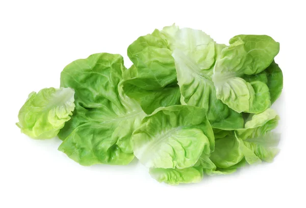 Frische Grüne Buttersalatblätter Isoliert Auf Weißem Hintergrund Ansicht Von Oben — Stockfoto