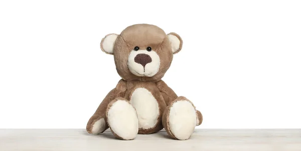 Boneka Beruang Manis Diisolasi Dengan Warna Putih Mainan Anak — Stok Foto