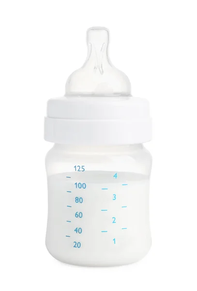 Butelka Mleczną Formułą Dla Niemowląt Białym Tle — Zdjęcie stockowe