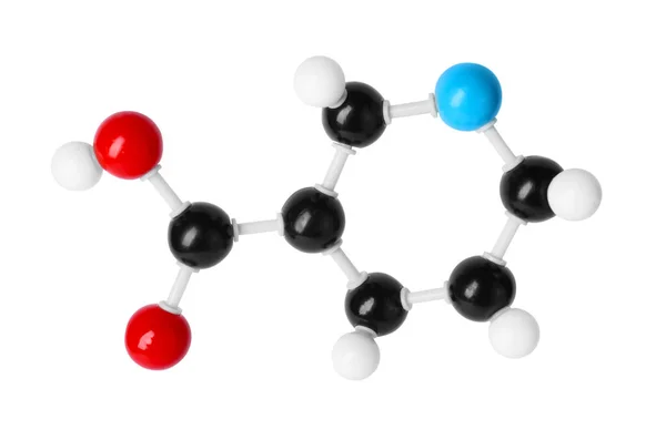 Fehérre Izolált Vitamin Molekula Kémiai Modell — Stock Fotó